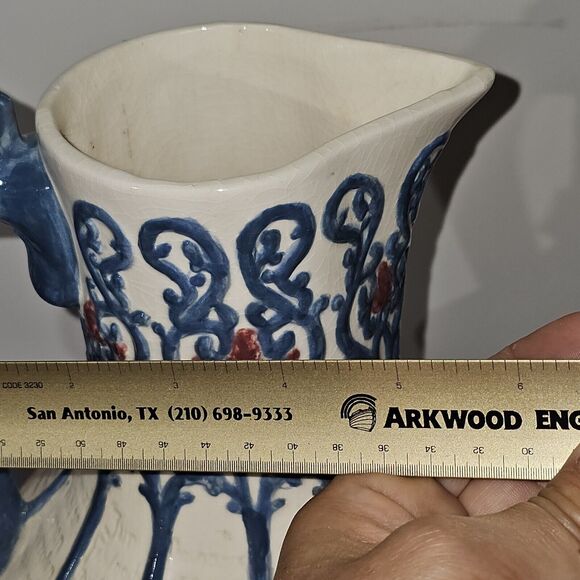 Atlantic Mold Decorative German Painted Pitcher Old World Circa. 1970 Vintage - Picture 15 of 16